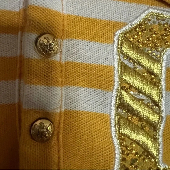 Coogi Australia Yellow White Striped Drop Waist Polo Dress Size Large - Picture 4 of 12